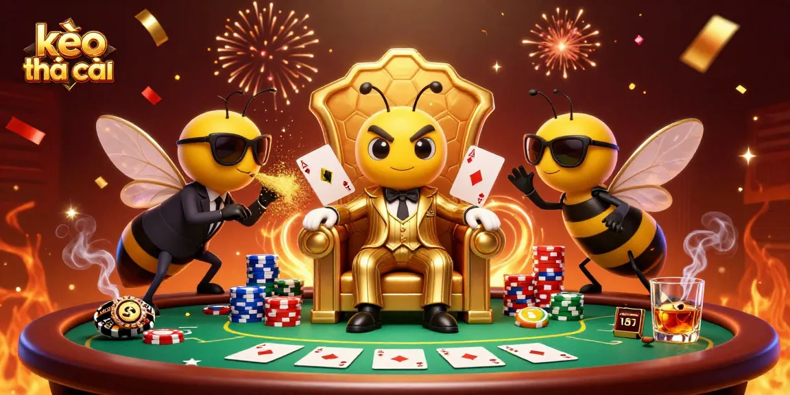 Engage in thrilling kèo nhà cái action with a cartoon mob boss and vibrant casino elements.