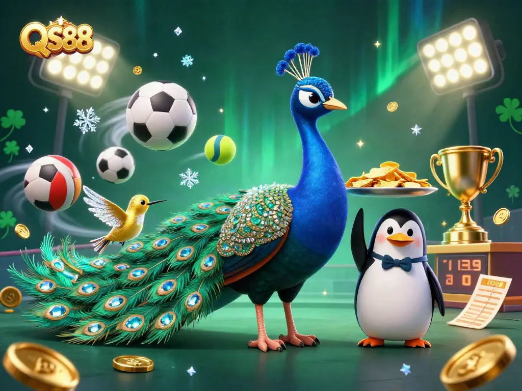 Experience thrilling games at QS88 with vibrant characters and engaging casino elements, all in a dynamic scene.