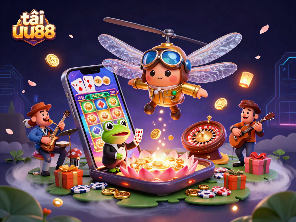 Experience gaming excitement with tải uu88, featuring vibrant casino elements and characters.