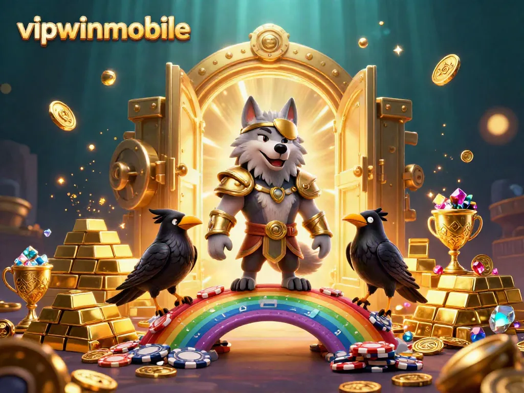 Engage with thrilling wins at vipwinmobile, showcasing dynamic Norse mythology-inspired characters in a rich casino scene.