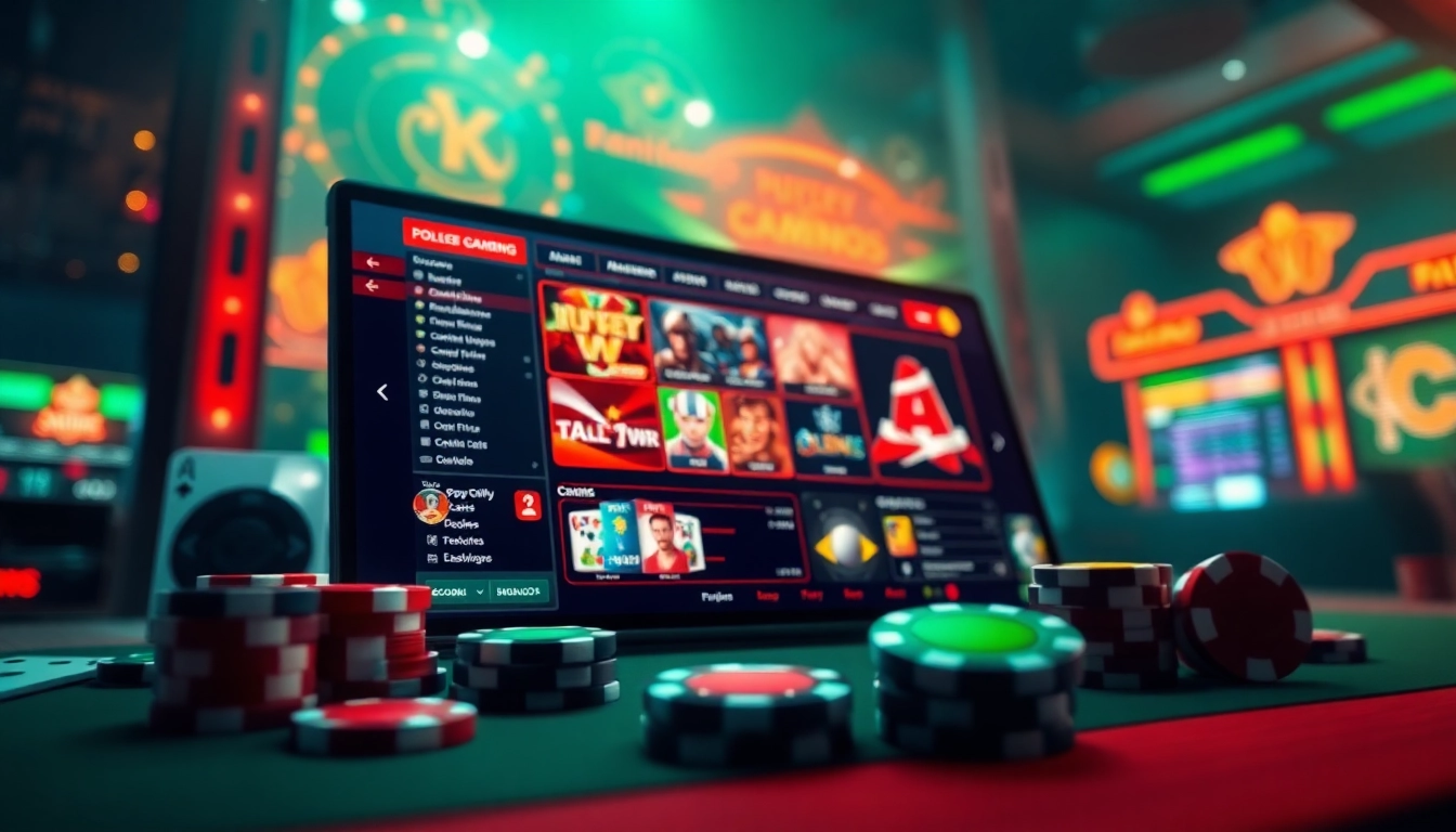 Interactive gaming scene showcasing ev88win.live with casino elements and vibrant design.