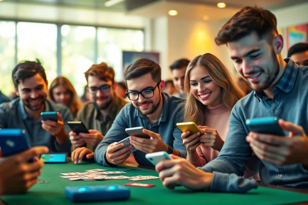 Exciting online gaming scene featuring diverse players engaged with topgamebaidoithuong.mx card games.