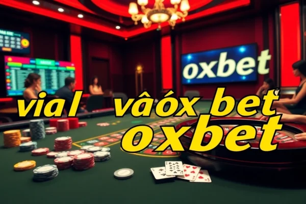 Experience the thrill of online gambling with the dynamic scene of a roulette table and "link vào oxbet" displayed prominently.
