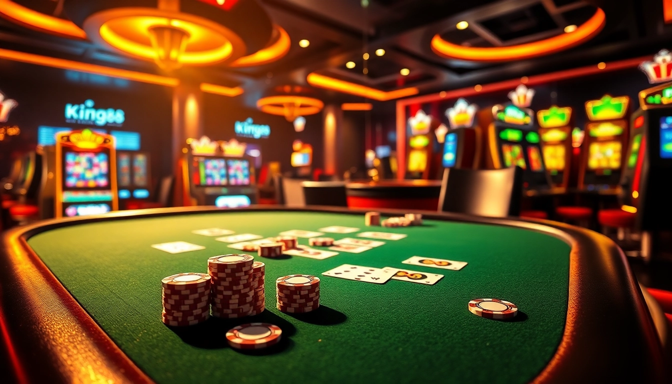 king88 poker table with chips and cards, showcasing luxury gaming atmosphere.