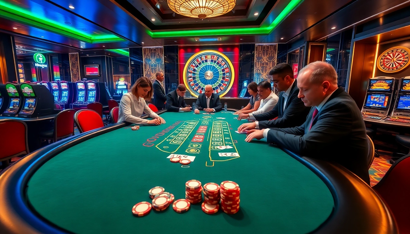 Players enjoying a thrilling game at a blackjack table at https://bem88.com, capturing the excitement of casino gaming.