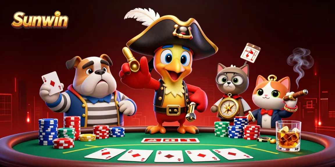 Experience thrilling poker action at Sunwin with 3D characters and casino elements.