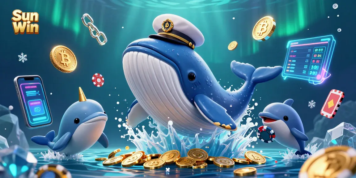 Experience thrilling moments at Sun Win with a vibrant scene depicting cartoon characters amid sparkling casino elements.
