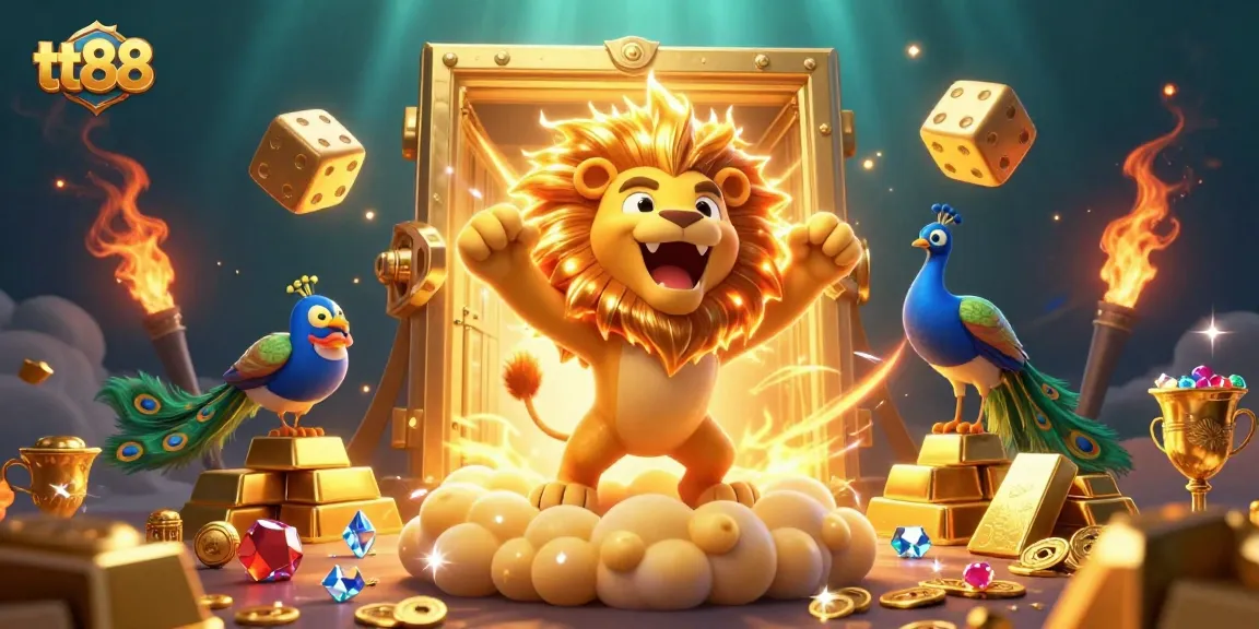 Engage in thrilling betting experiences at tt88 with the dazzling casino elements around the roaring lion.