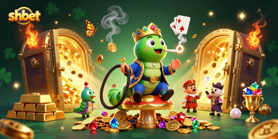Engage in the thrilling world of shbet as a lavish caterpillar character entertains with poker-themed smoke rings.