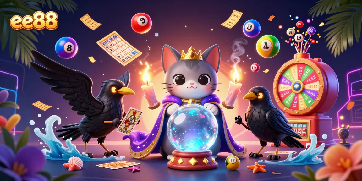 Join the thrilling excitement at ee88 with colorful lottery balls and casino elements in a dynamic scene.