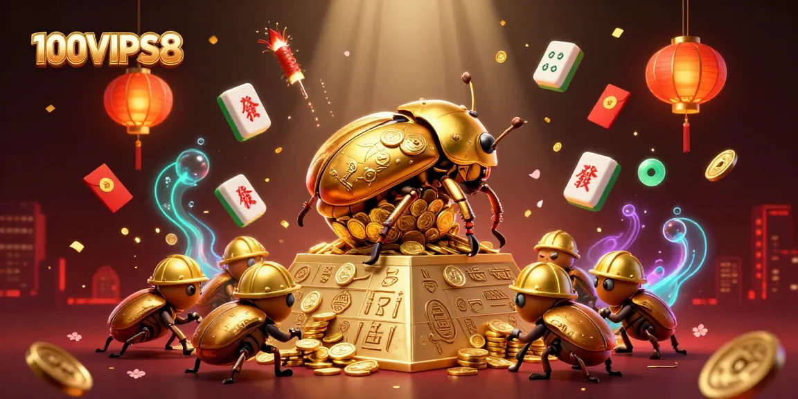 Bet on your luck with 100VIPS8 in this vibrant casino-themed illustration.
